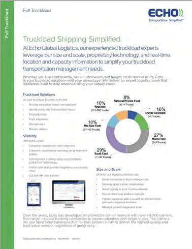 Echo Full Truckload sell sheet